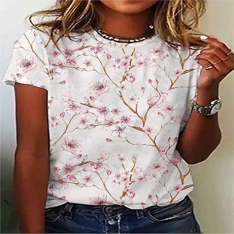 Pink Peach Pattern New Summer Women's Fashion Round Neck Tops Simple Style Women's T-shirts Everyday Clothing
Pink Peach Pattern New Summer Women's Fashion Round Neck Tops Simple Style Women's T-shirts Everyday Clothing
