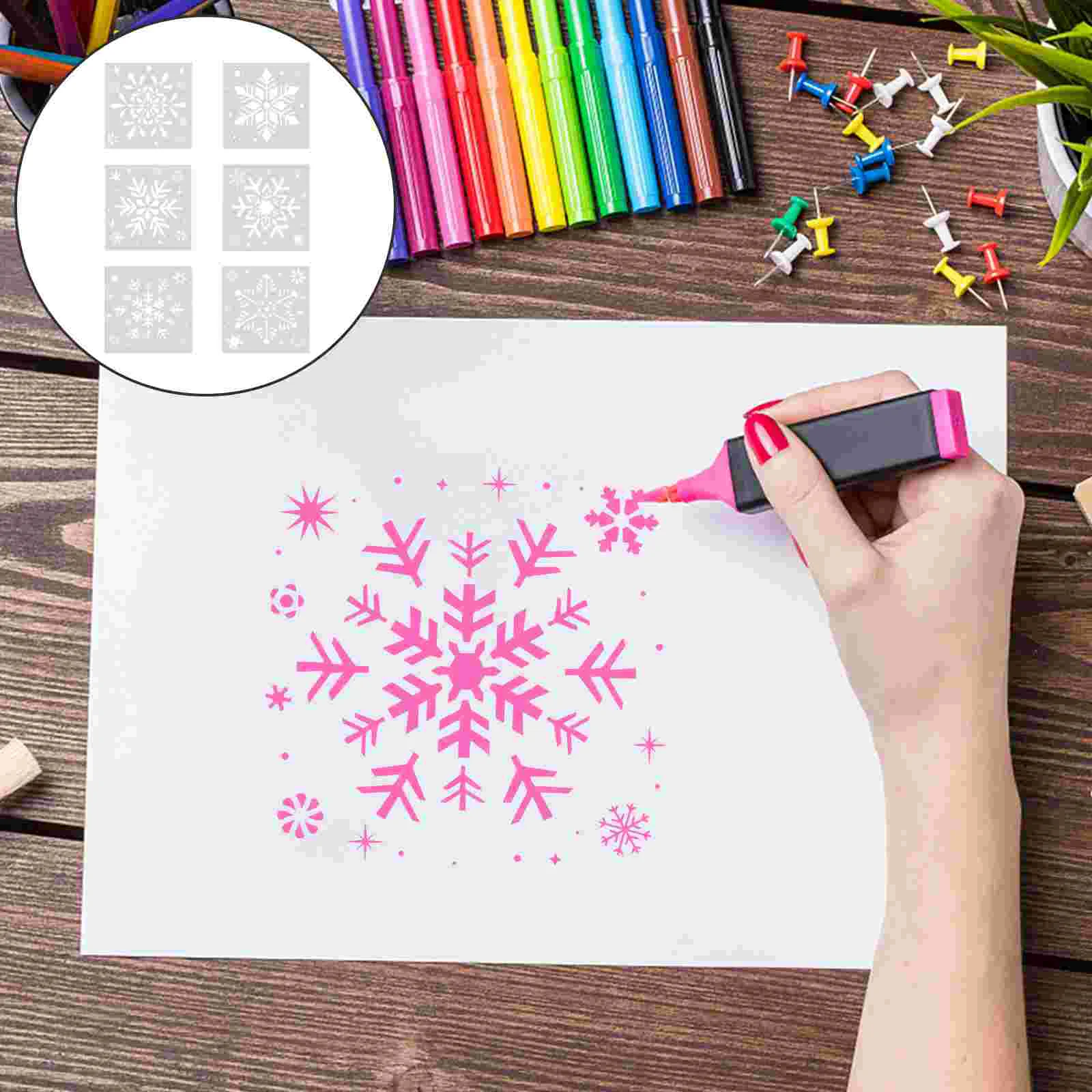 6 Pcs Painting Template Snowflake Mold Christmas Hollow Templates Stencils Crafts Spraying Graffiti DIY Drawing Out
6 Pcs Painting Template Snowflake Mold Christmas Hollow Templates Stencils Crafts Spraying Graffiti DIY Drawing Out