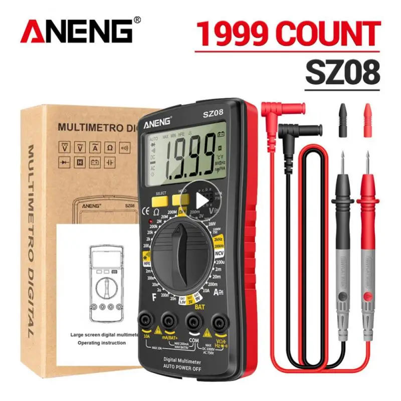 Цифровой мультиметр ANENG SZ08, профессиональный автоматический вольтметр, 220 В переменного/постоянного тока, тестеры сопротивления, ультратон...
Цифровой мультиметр ANENG SZ08, профессиональный автоматический вольтметр, 220 В переменного/постоянного тока, тестеры сопротивления, ультратон...