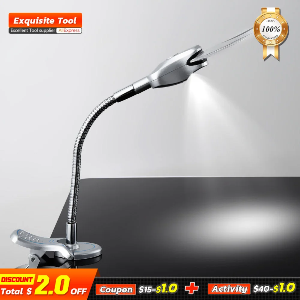 FGHGF 2x 6x 107mm LED Illuminating Magnifier Metal Hose Magnifying Glass Desk Table Reading Lamp Light with Clamp 
FGHGF 2x 6x 107mm LED Illuminating Magnifier Metal Hose Magnifying Glass Desk Table Reading Lamp Light with Clamp
