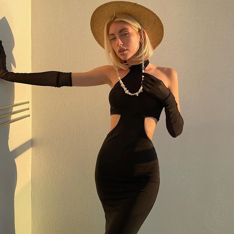 2022 Summer New Women Dresses Elegant Sexy Party Dinner Dress Neck Mounted Open Back Waist Cutout Black Dress Ladies Clubwear
2022 Summer New Women Dresses Elegant Sexy Party Dinner Dress Neck Mounted Open Back Waist Cutout Black Dress Ladies Clubwear