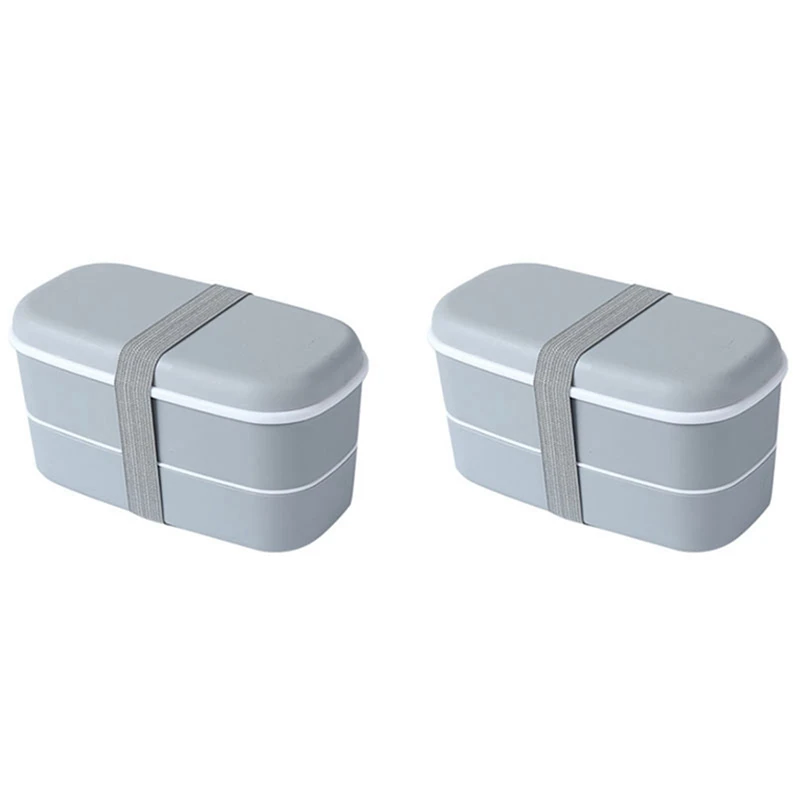 

LJL-2X двухслойный Ланч-бокс для микроволновой печи с отсеками, герметичный контейнер для бенто, изолированный пищевой контейнер, Ланч-бокс, серый