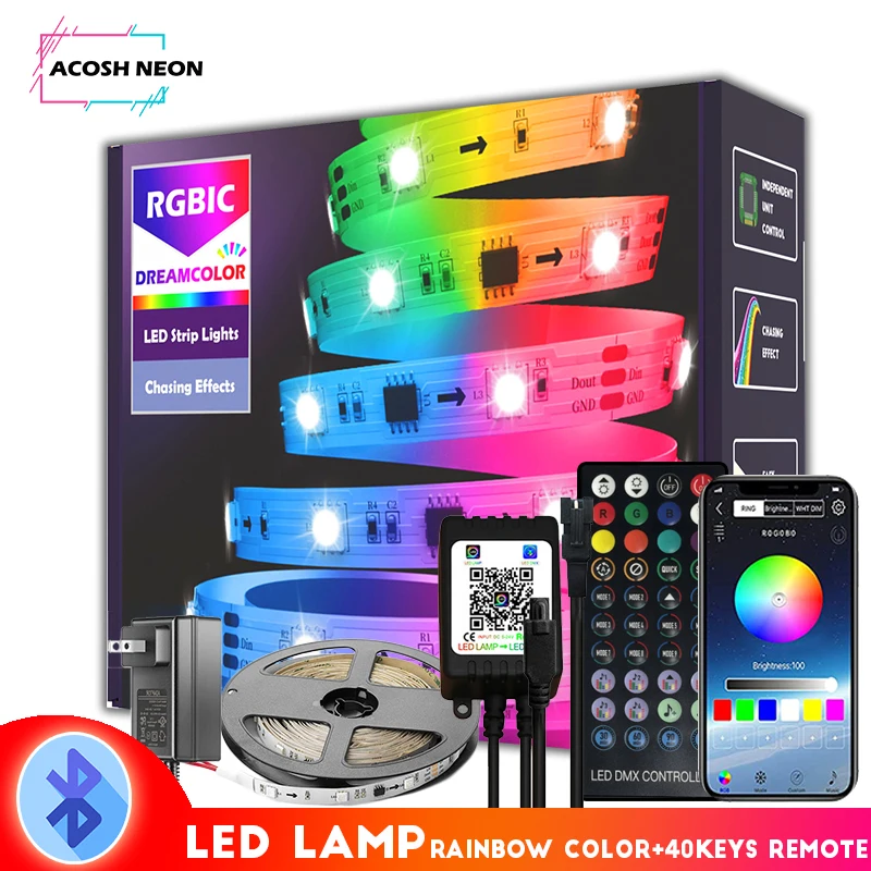 Светодиодная лента ws2811/2812 rgbic с Bluetooth, ночное освещение с эффектом погоны, фута/10 м, рождественское Освещение для дома, спальни, дома
Светодиодная лента ws2811/2812 rgbic с Bluetooth, ночное освещение с эффектом погоны, фута/10 м, рождественское Освещение для дома, спальни, дома