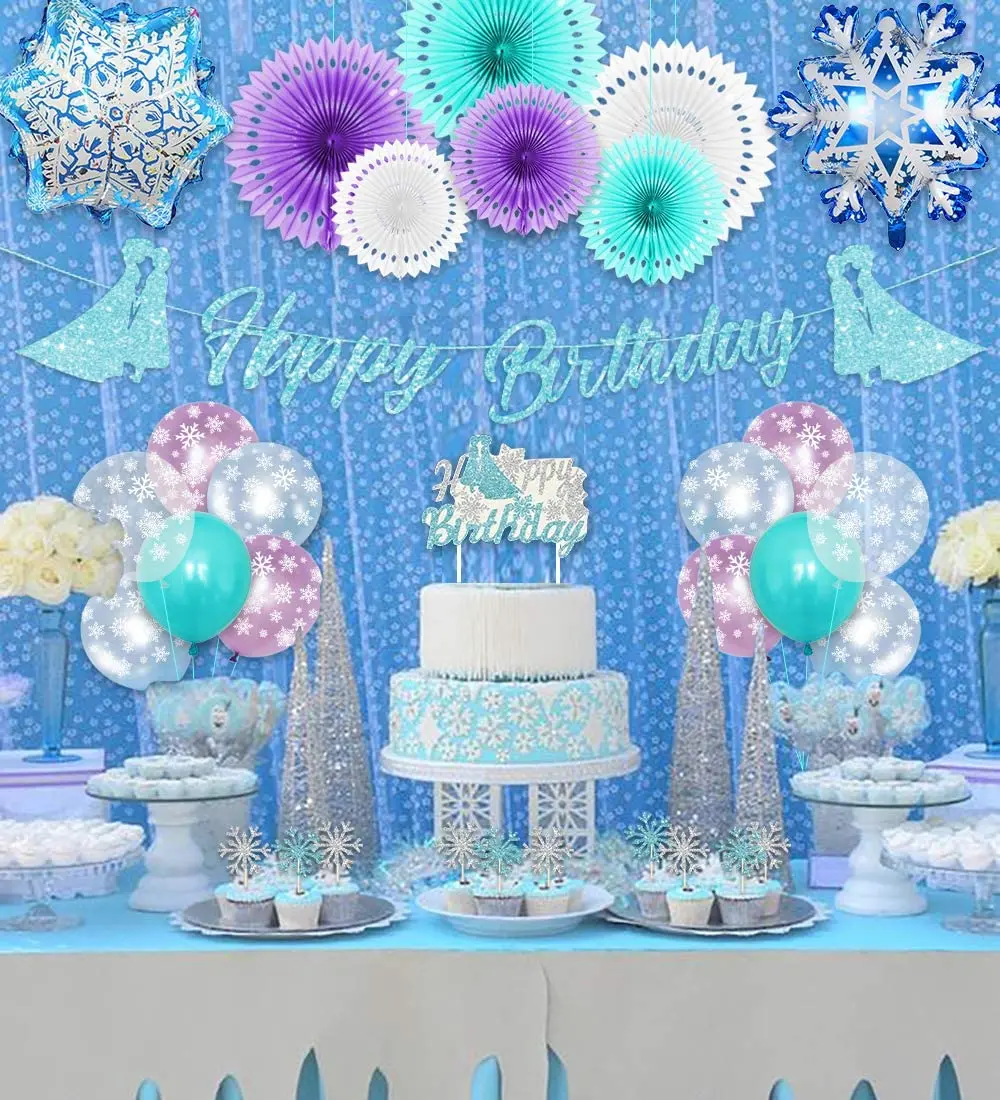 CHEEREVEAL Frozen Theme Party Supplies Ice Princess Balloons Set Happy Birthday Banner Cake Topper for Birthday Party Decoration
CHEEREVEAL Frozen Theme Party Supplies Ice Princess Balloons Set Happy Birthday Banner Cake Topper for Birthday Party Decoration