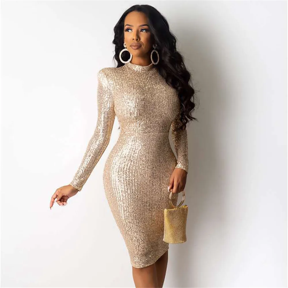 2022 New Fashion Women Dress Long Sleeve Solid Color Sequins Patchwork Slim Pullover Round Neck Elegant Chic Prom Dress For Lady
2022 New Fashion Women Dress Long Sleeve Solid Color Sequins Patchwork Slim Pullover Round Neck Elegant Chic Prom Dress For Lady