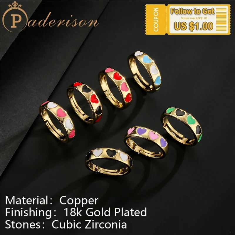 Vintage Multicolor Resin Heart Circle Golden Opening Ring for Women Trendy Retro Enamel Adjustable Ring Copper 18k Gold-plated
Vintage Multicolor Resin Heart Circle Golden Opening Ring for Women Trendy Retro Enamel Adjustable Ring Copper 18k Gold-plated