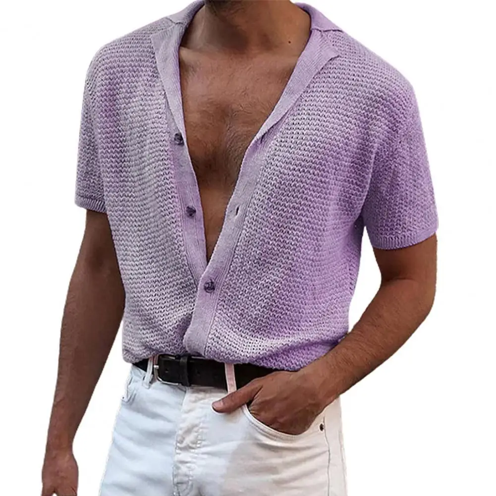 Knitted Men Shirt Solid Color Cardigan Summer Tee Shirt Short Sleeve Button Casual Men Shirt Top
Knitted Men Shirt Solid Color Cardigan Summer Tee Shirt Short Sleeve Button Casual Men Shirt Top