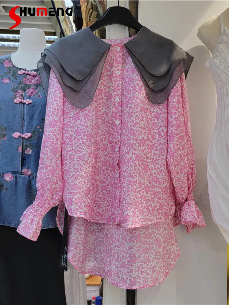 2023 Spring Summer New Fashion Classic Style Light Luxury Shirt Top Women's Sweet Elegant Doll Collar Pink Floral Blouses
2023 Spring Summer New Fashion Classic Style Light Luxury Shirt Top Women's Sweet Elegant Doll Collar Pink Floral Blouses