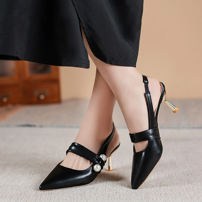 Rimocy Fashion Pearl Thin Heel Pumps Women Elastic Band Pu Leather Office Shoes Ladies Pointed Toe High Heels Shoes Sandals 2022
Rimocy Fashion Pearl Thin Heel Pumps Women Elastic Band Pu Leather Office Shoes Ladies Pointed Toe High Heels Shoes Sandals 2022