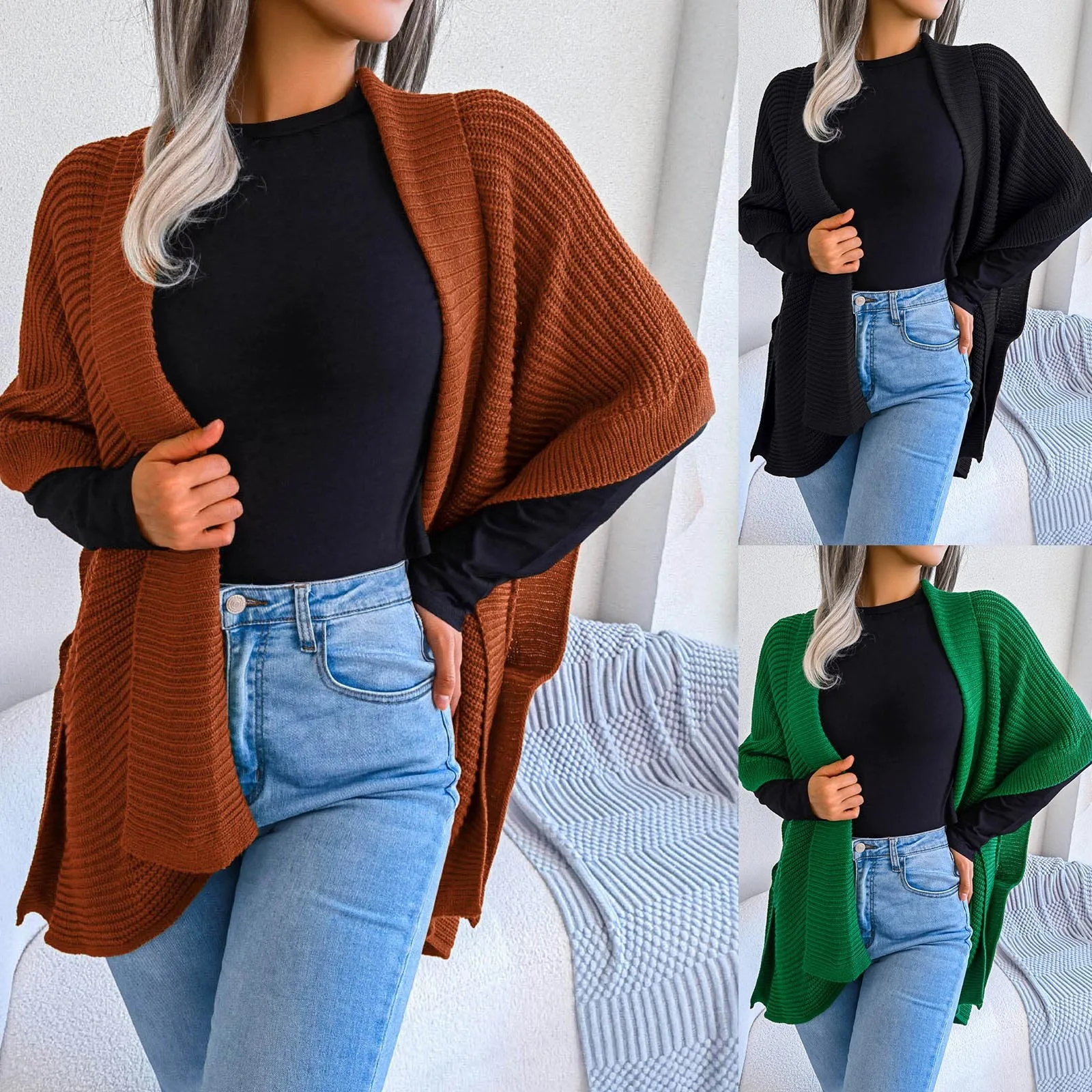 

Womens Long Cardigans Sweaters Fall Oversized Slouchy Knit Chunky Open Front Sweater Coat Party Beach Korean Fashion Button