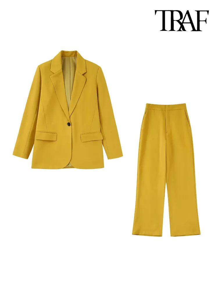 TRAF Women Fashion Front Button Blazer Coat And High Waist Zipper Fly Trousers Female Two Piece Sets Mujer
TRAF Women Fashion Front Button Blazer Coat And High Waist Zipper Fly Trousers Female Two Piece Sets Mujer