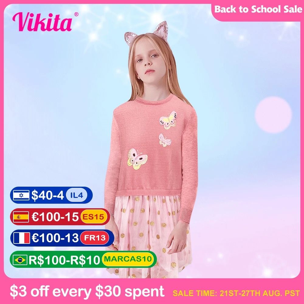 VIKITA Girls Winter autumn Knitted Chiffon Soft Dress Kids Cotton Sweater Tutu Dresses Kids Princess Dresses Children Clothing
VIKITA Girls Winter autumn Knitted Chiffon Soft Dress Kids Cotton Sweater Tutu Dresses Kids Princess Dresses Children Clothing
