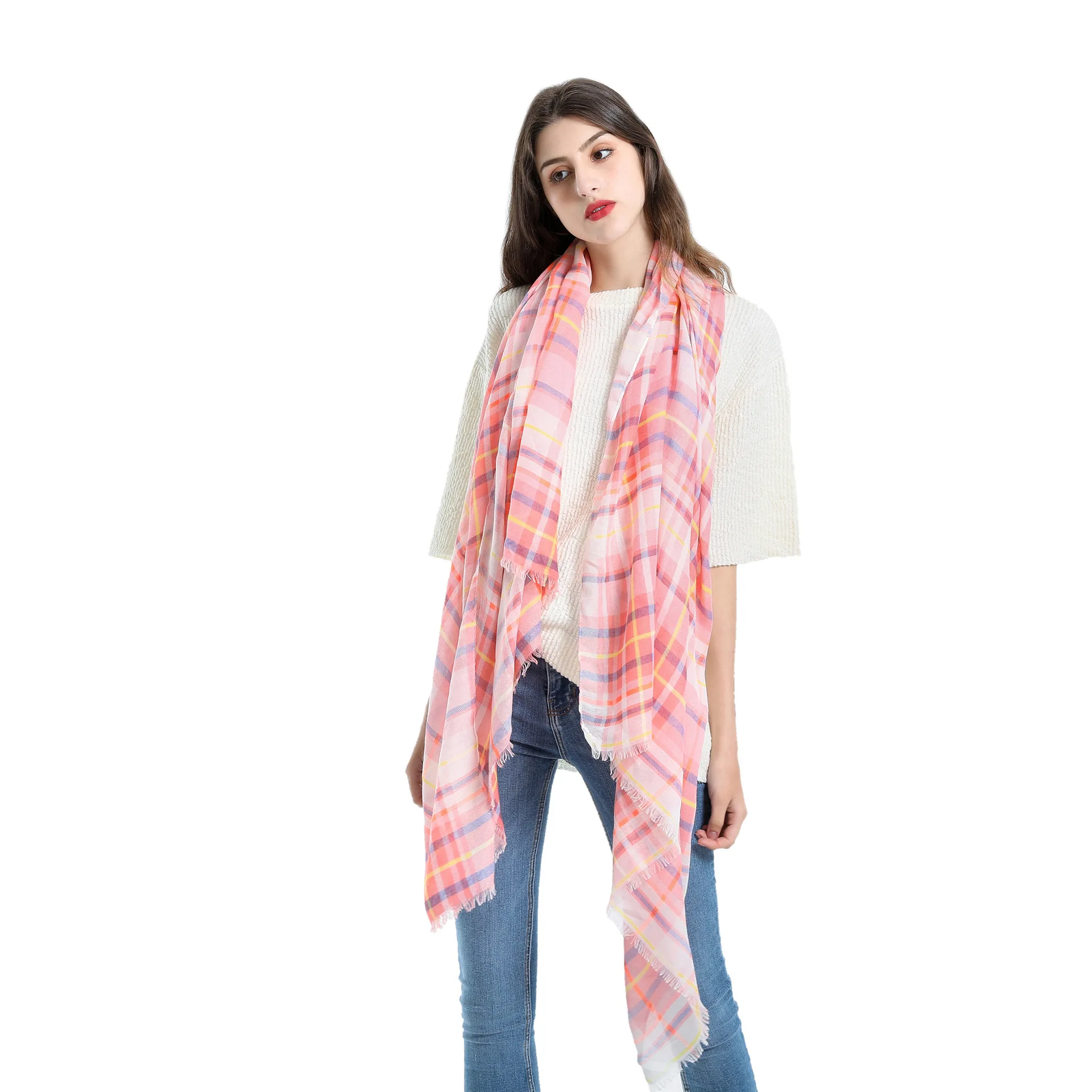 Spring Summer New Solid Color Simple Geometric Lattice Couple Cotton And Hemp Scarf
Spring Summer New Solid Color Simple Geometric Lattice Couple Cotton And Hemp Scarf