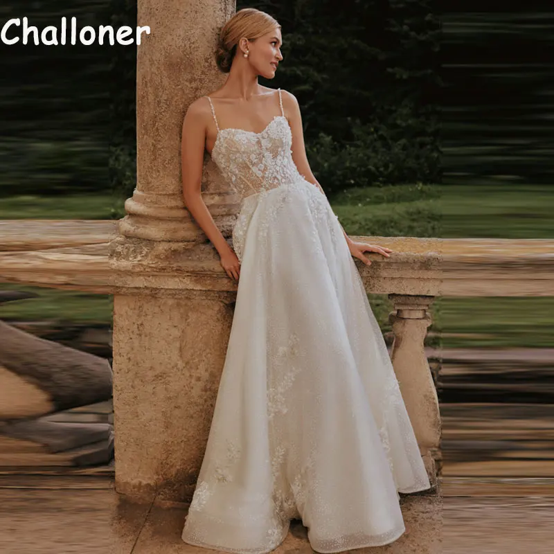 Boho Lace Appliques A-line Wedding Dresses 2022 Spaghetti Straps Sweatheart Tulle Bridal Gowns Robe De Mariee Civil For Women
Boho Lace Appliques A-line Wedding Dresses 2022 Spaghetti Straps Sweatheart Tulle Bridal Gowns Robe De Mariee Civil For Women