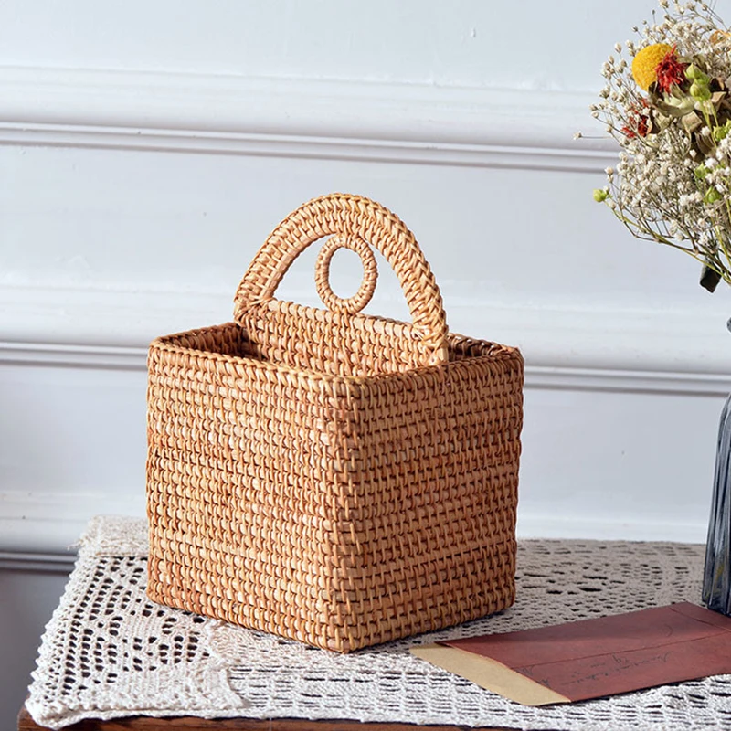 Hand-Woven Rattan Storage Box with Handle Jewelry Box Remote Control Storage Box Desktop Snack Sundries Organizer Home Decor
Hand-Woven Rattan Storage Box with Handle Jewelry Box Remote Control Storage Box Desktop Snack Sundries Organizer Home Decor