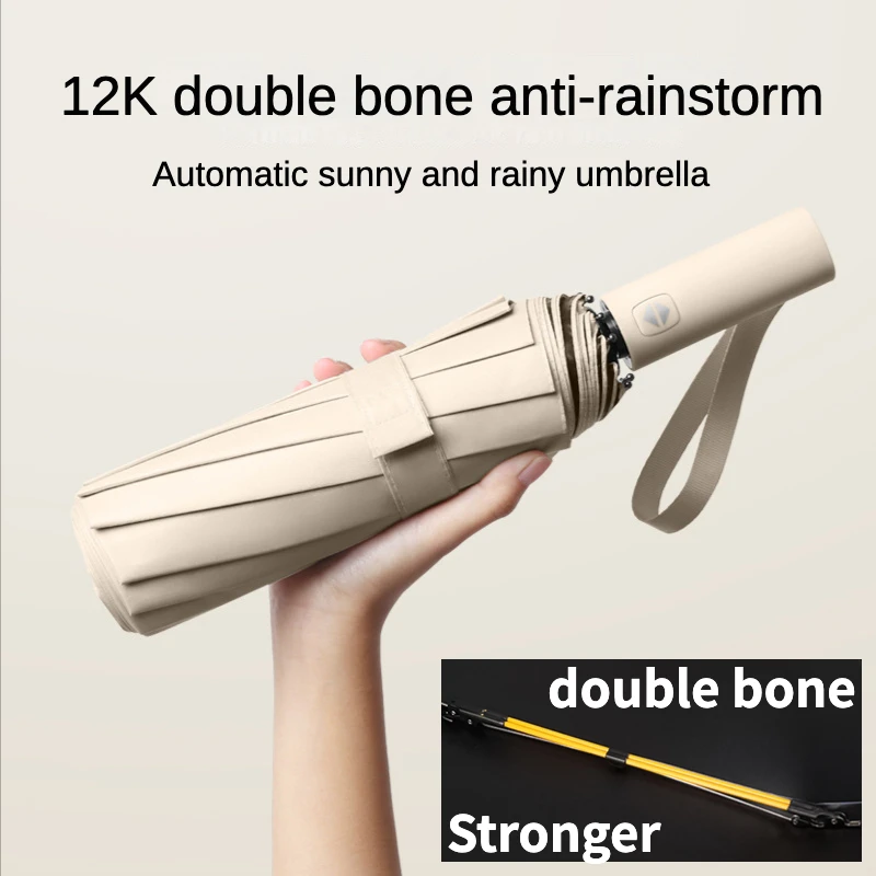 

Reinforced Full Automatic Umbrella for Women Men Folding 12k Double Bone Stormproof Sunproof Windproof UV Sun Shade Umbrellas