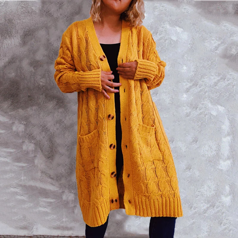 OMCHION Sweters Women Invierno 2022 Winter New Thick Twist Pockets Knitted Long Cardigan Women Loose Retro Sweater Coat
OMCHION Sweters Women Invierno 2022 Winter New Thick Twist Pockets Knitted Long Cardigan Women Loose Retro Sweater Coat