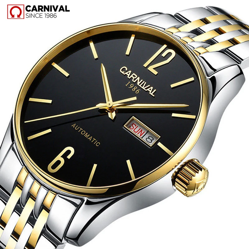CARNIVAL Business Dress Waterproof Watches Men Luxury Brand Date Automatic Mechanical Watch Men's Steel Belt Relogio Masculino
CARNIVAL Business Dress Waterproof Watches Men Luxury Brand Date Automatic Mechanical Watch Men's Steel Belt Relogio Masculino