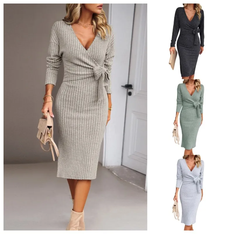 Women's 2023 Fall Long Sleeve Sweater Dress Wrap V Neck Knit Babydoll Mini Short Dresses with Belt Ladies Autumn Casual Wear
Women's 2023 Fall Long Sleeve Sweater Dress Wrap V Neck Knit Babydoll Mini Short Dresses with Belt Ladies Autumn Casual Wear