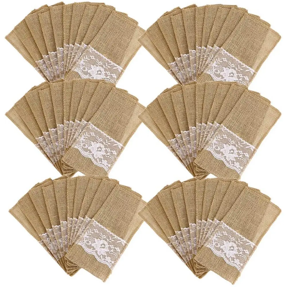 75Pcs Burlap Lace Cutlery Pouch Rustic Wedding Tableware Knife Fork Holder Bag Hessian Jute Table Decoration Accessories
75Pcs Burlap Lace Cutlery Pouch Rustic Wedding Tableware Knife Fork Holder Bag Hessian Jute Table Decoration Accessories