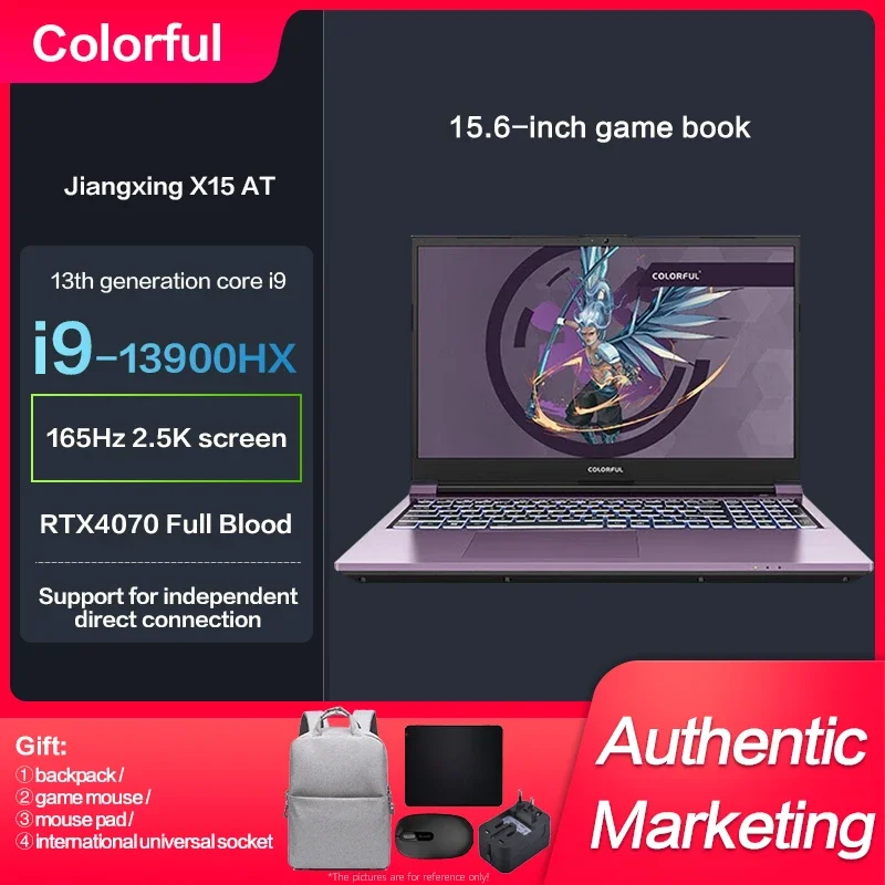 

New Genuine Colorful General Star X15-AT Gaming Laptop Intel i9-13900HX RTX4070 16-inch 165Hz 2.5K E-Sports Game Notebook