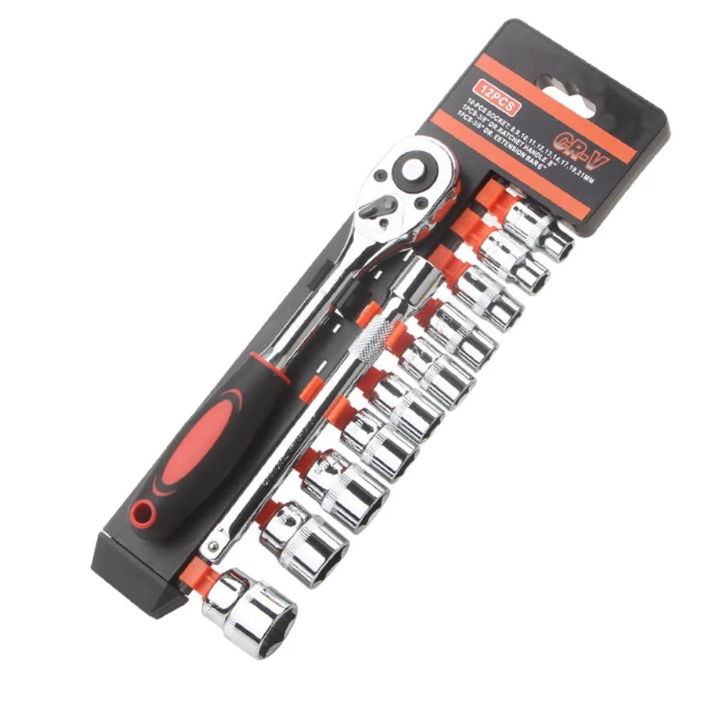 12pcs 3/8'' Ratchet Socket Impact Wrench Set 8-21mm Adapter 6'' Extension Rod For Workshop Bicycle Car Repairing Manual Tools
12pcs 3/8'' Ratchet Socket Impact Wrench Set 8-21mm Adapter 6'' Extension Rod For Workshop Bicycle Car Repairing Manual Tools