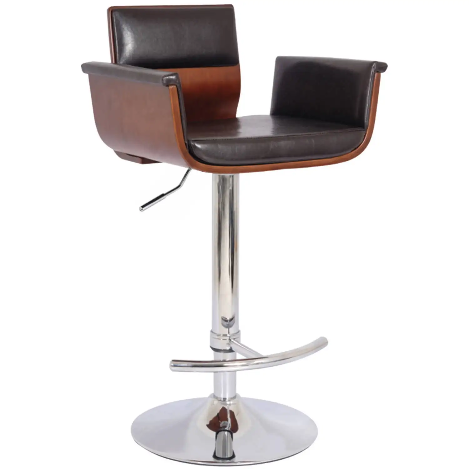 

Современный деревянный барный стул AC Pacific с мягкой подкладкой и регулируемой высотой, с мягким сиденьем, подлокотниками и спинкой, 24-33 дюйма,