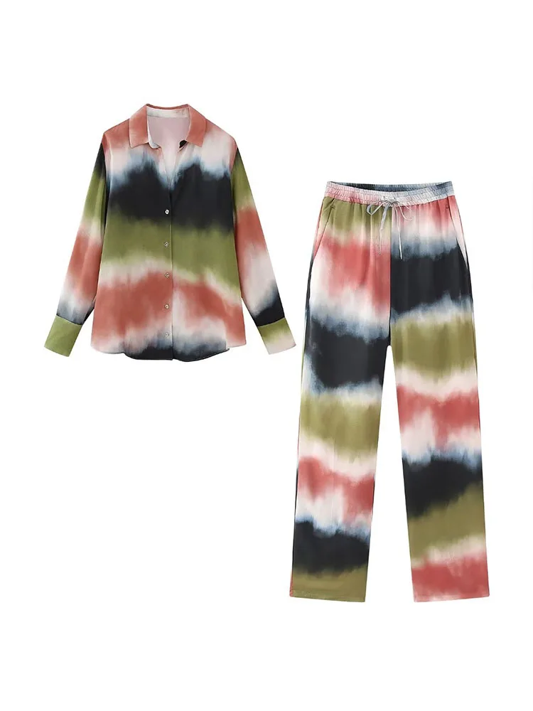 PB&ZA Women 2023 New Summer Fashion Long Sleeve Lar Tie-Dye Printed Shirt+Trousers Retro Button Casual Chic Female Suits Mujer 
PB&ZA Women 2023 New Summer Fashion Long Sleeve Lar Tie-Dye Printed Shirt+Trousers Retro Button Casual Chic Female Suits Mujer