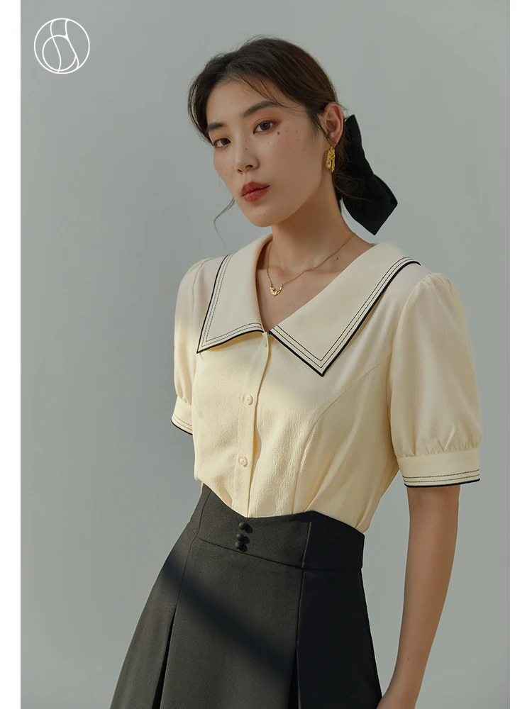 DUSHU French-style Contrasting Color V-neck Shirts Women Unique Vintage Elegant Short-sleeved Summer Female Tops Office Lady
DUSHU French-style Contrasting Color V-neck Shirts Women Unique Vintage Elegant Short-sleeved Summer Female Tops Office Lady