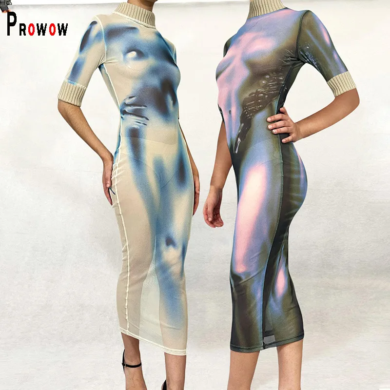 Prowow Sexy Slim Mesh Women Dress Fashion 3D Print Summer Maxi Dresses for Party Night Club Half Sleeve 2022 New Female Outfits
Prowow Sexy Slim Mesh Women Dress Fashion 3D Print Summer Maxi Dresses for Party Night Club Half Sleeve 2022 New Female Outfits
