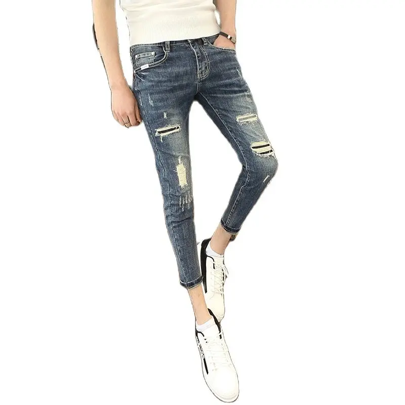 2022 Social Guy Cowboy School Students Mens Slim Korean Skinny Jeans Man Feet Holes Ankle Length Pencil Pants For Men
2022 Social Guy Cowboy School Students Mens Slim Korean Skinny Jeans Man Feet Holes Ankle Length Pencil Pants For Men