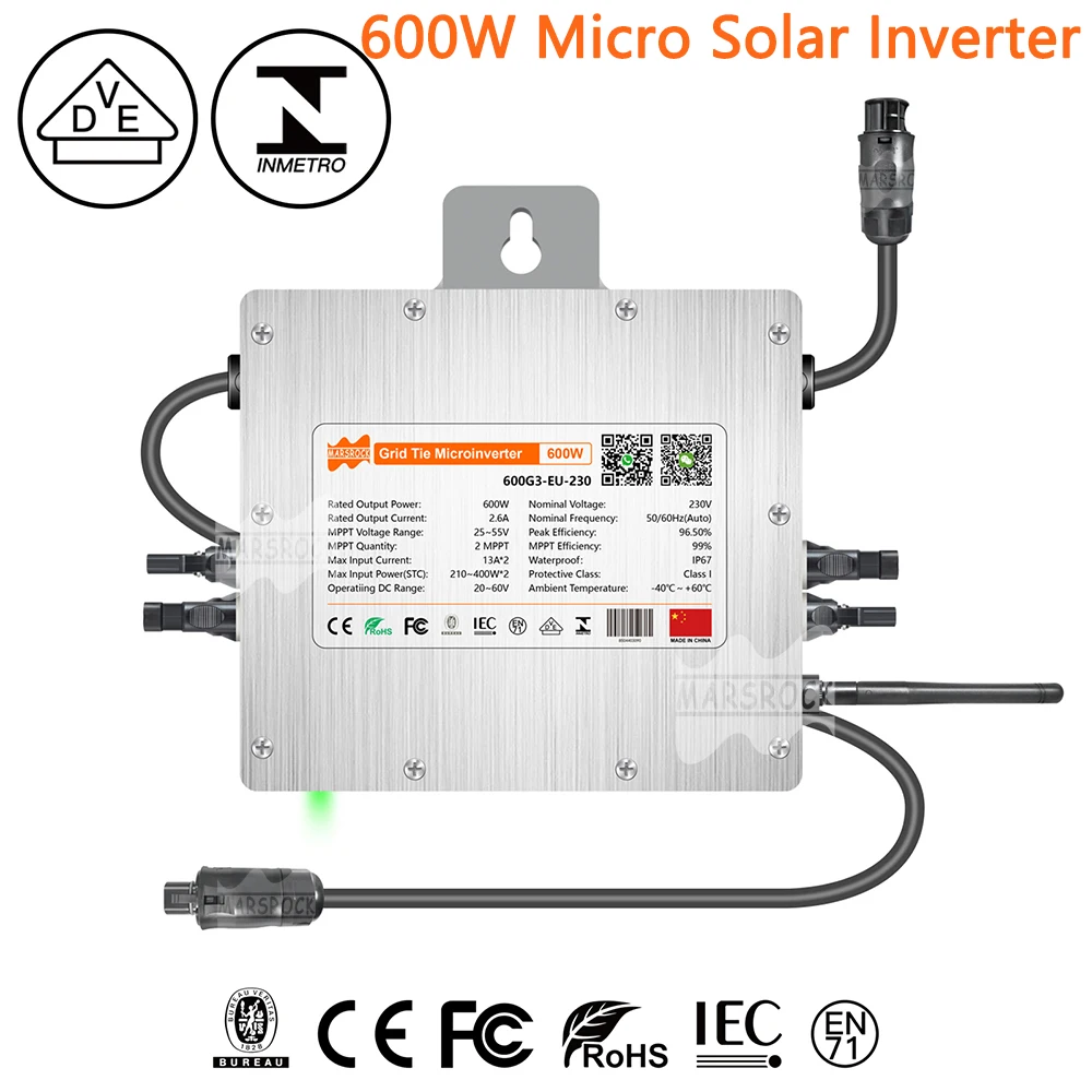 600Watts Grid-Tie Inverter With Built-In WiFi Solar Microinverter DC 20~60V AC80-265V Pure Sine Grid On Converter for PV Panels
600Watts Grid-Tie Inverter With Built-In WiFi Solar Microinverter DC 20~60V AC80-265V Pure Sine Grid On Converter for PV Panels