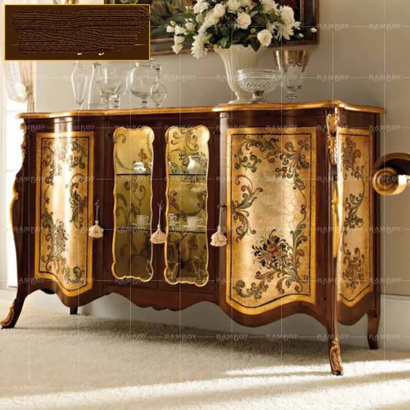 European-style sideboards carved with solid wood and hand-painted lockers Italy luxury porch cabinets
European-style sideboards carved with solid wood and hand-painted lockers Italy luxury porch cabinets
