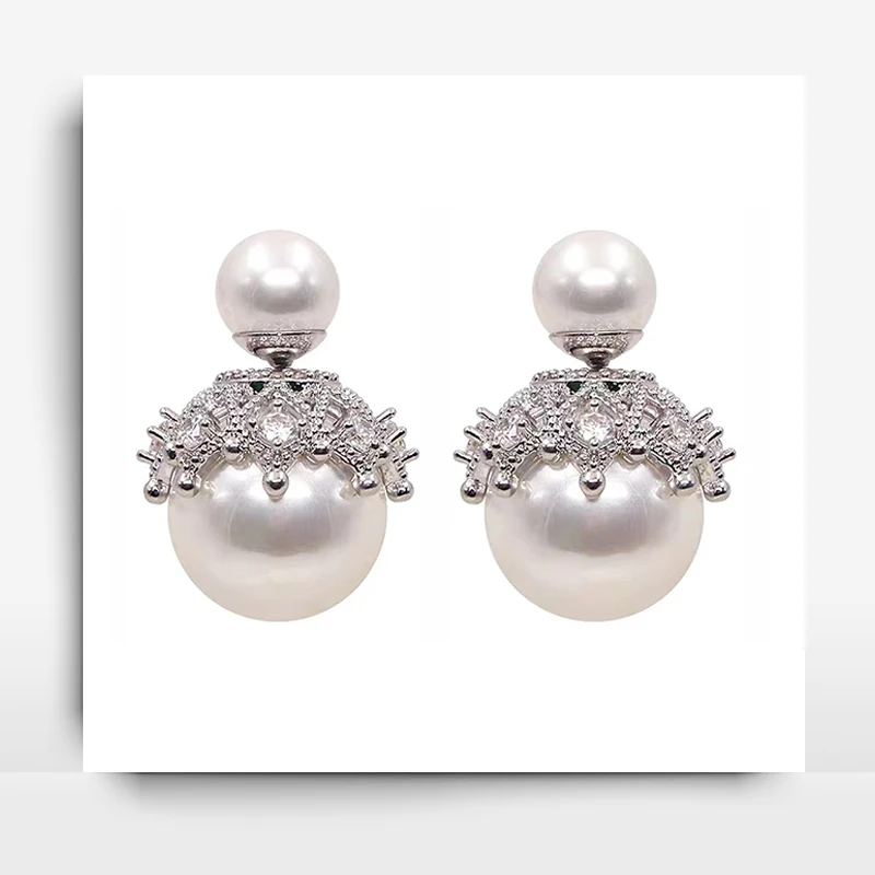 Korean ins Temperament Cool Style Silver Needle Diamond Pearl Double Sided Earrings For Women's Wedding Fashion Design Jewelry
Korean ins Temperament Cool Style Silver Needle Diamond Pearl Double Sided Earrings For Women's Wedding Fashion Design Jewelry