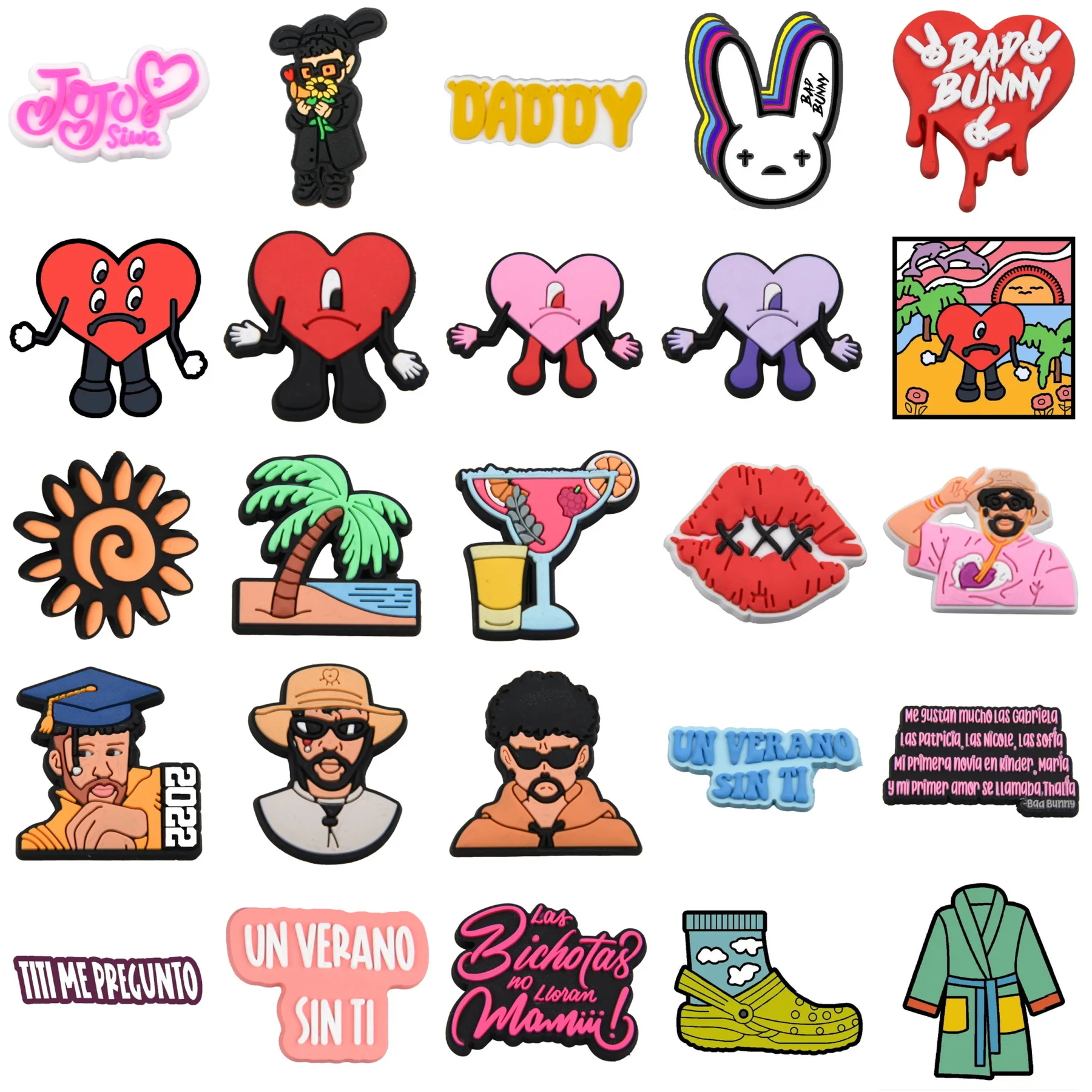 New Arrival Hot Bad PVC Shoe Charms Puerto Rico New Album Shoe Decorations Latino Men Women Spanish Songs Bracelet Accessories
New Arrival Hot Bad PVC Shoe Charms Puerto Rico New Album Shoe Decorations Latino Men Women Spanish Songs Bracelet Accessories