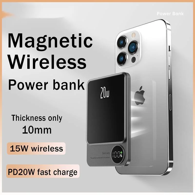 

10000mAh Magnetic Power Bank PD20W Magsafing Fast Charging External Battery For Iphone 15W Wireless Charge Powerbank For Huawei