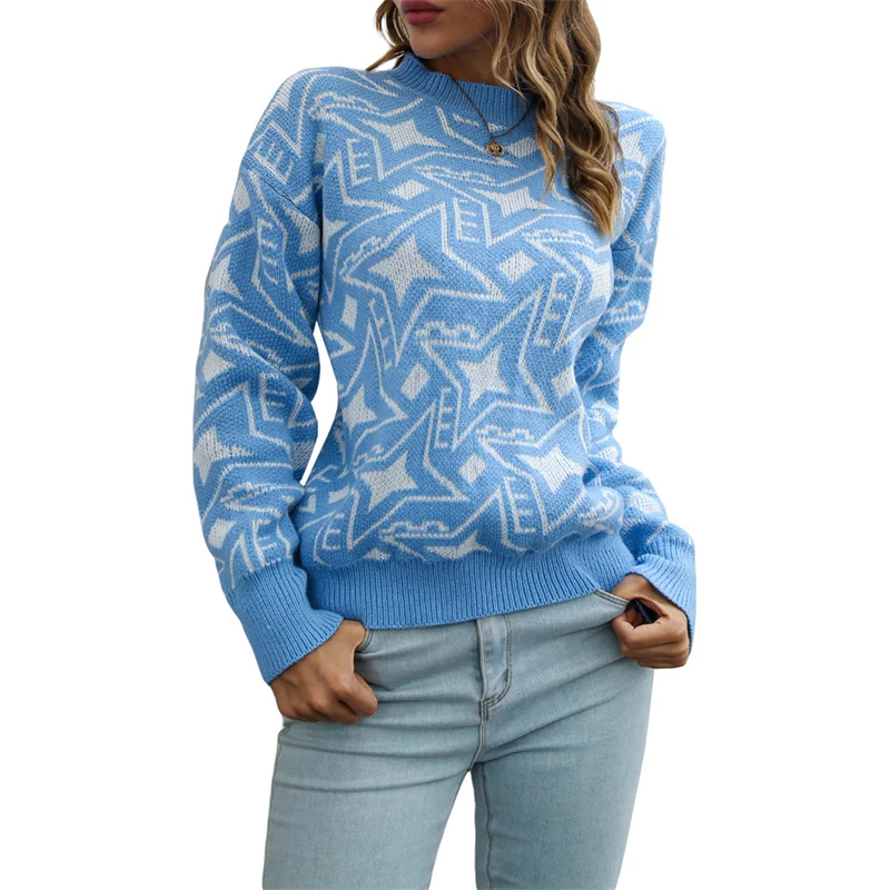 Women Sweater Spring Autumn Winter Fashion Casual Star Print Loose Knitted Tops Long Sleeves Crew Neck Pullovers Streetwear
Women Sweater Spring Autumn Winter Fashion Casual Star Print Loose Knitted Tops Long Sleeves Crew Neck Pullovers Streetwear