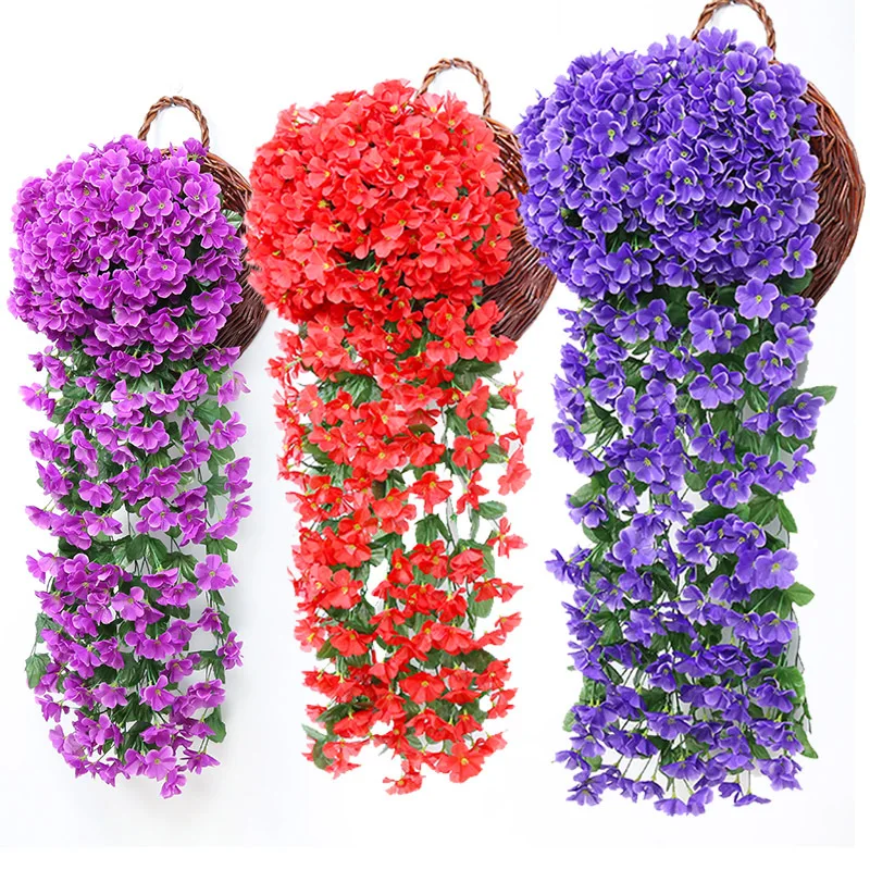 

Violet Artificial Flowers Wedding Party Hanging Balcony Garden Decoration Wall Fake Vine Plant Fake Flower Garland Outdoor Decor