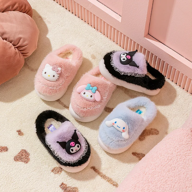 Детские бархатные хлопковые ботинки с рисунком аниме Sanrio Hello Kitty Kuromi Cinnamoroll