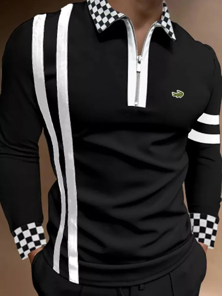 New Men Casual Polo Shirts Khaki Without Collar Long Sleeve Zipper Design Tops Harajuku Men's Streetwear Men's Fashion
New Men Casual Polo Shirts Khaki Without Collar Long Sleeve Zipper Design Tops Harajuku Men's Streetwear Men's Fashion