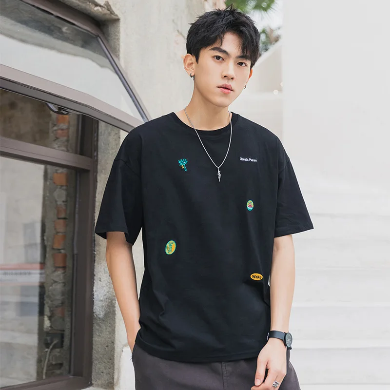 Футболка мужская оверсайз с коротким рукавом и круглым вырезом, 0553-4 
Футболка мужская оверсайз с коротким рукавом и круглым вырезом, 0553-4