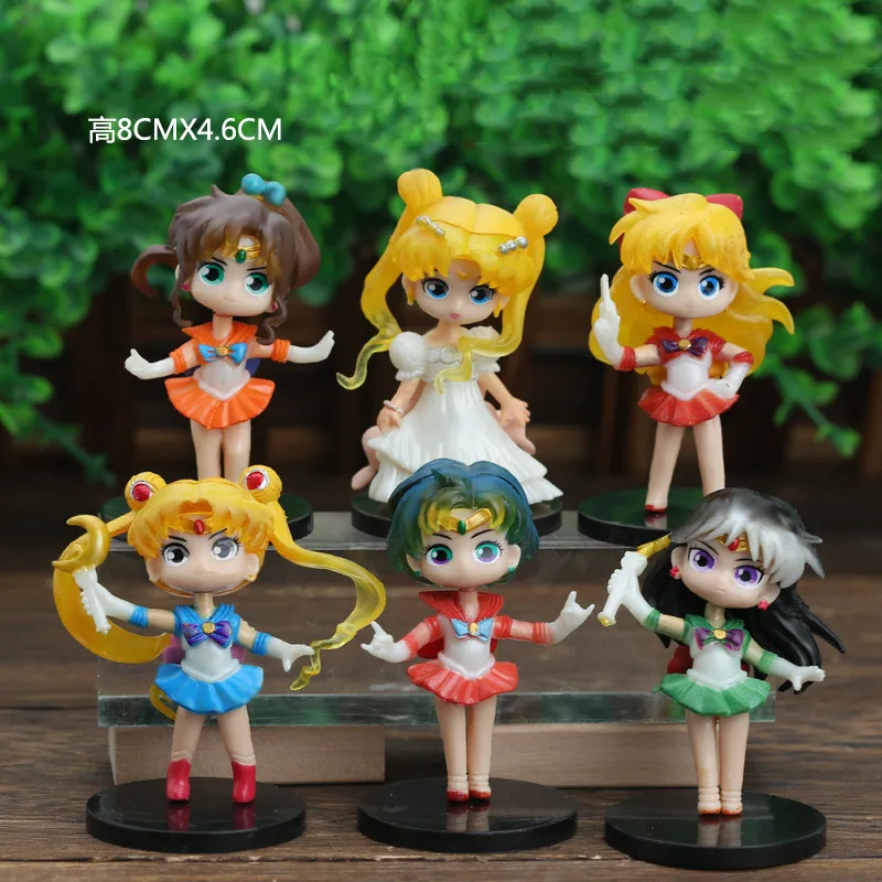 8CM 6Pcs Japanese Anime Cartoon Sailor Tsukino Usagi Figure Suit Kids Toys Gift Christmas Birthday Present Cake Decoration Dolls
8CM 6Pcs Japanese Anime Cartoon Sailor Tsukino Usagi Figure Suit Kids Toys Gift Christmas Birthday Present Cake Decoration Dolls