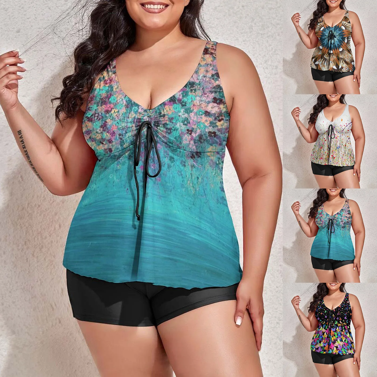 Fashion Tankini Swimsuits For Women 2 Piece Swimderss Bikini Bathing Suits Tank Top With Ladies Bathing Suits with Shorts
Fashion Tankini Swimsuits For Women 2 Piece Swimderss Bikini Bathing Suits Tank Top With Ladies Bathing Suits with Shorts