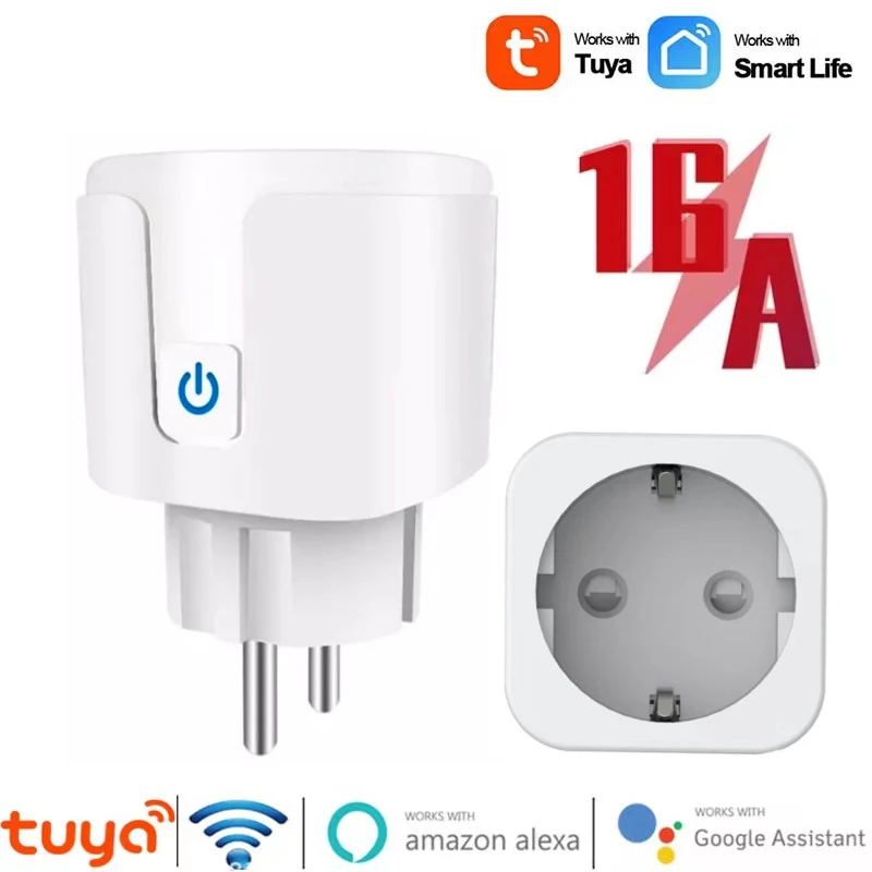 EU 16A AC100-240V Tuya Smart Socket Wifi Smart Plug Power Outlet Smart Life APP Control Voice Works With Alexa Google Home 
EU 16A AC100-240V Tuya Smart Socket Wifi Smart Plug Power Outlet Smart Life APP Control Voice Works With Alexa Google Home