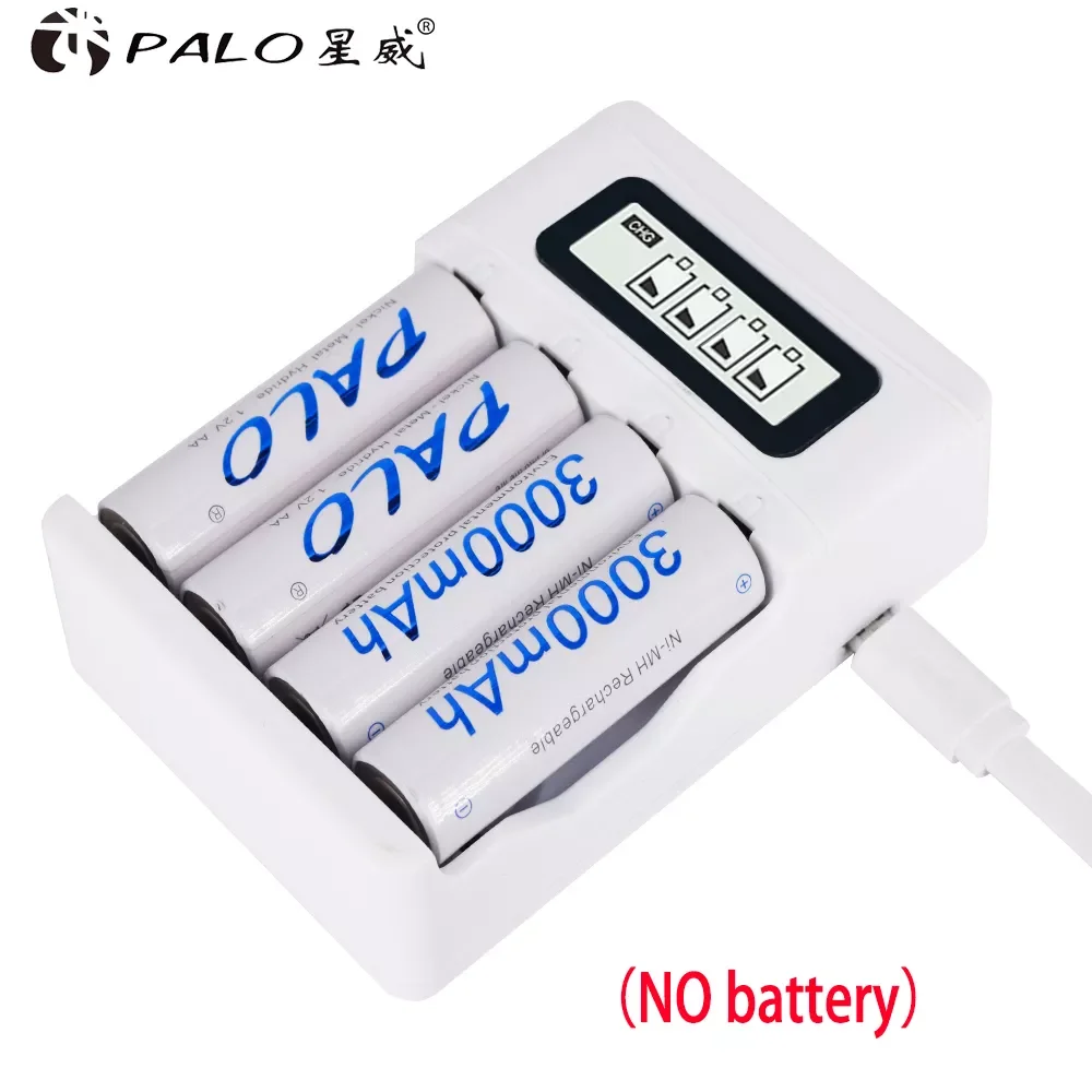PALO 1.2V USB battery charger smart LCD screen charge for 2A 3A AA AAA NI-MH nimh ni mh batteries
PALO 1.2V USB battery charger smart LCD screen charge for 2A 3A AA AAA NI-MH nimh ni mh batteries