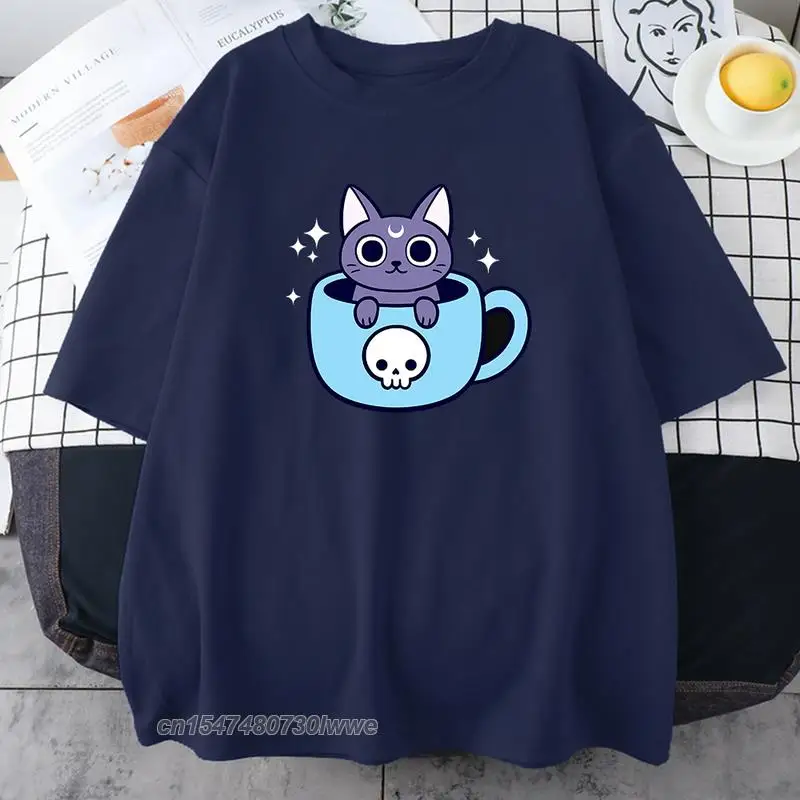 Coffee Cup Black Cat Prints Women's Tshirts Hip Hop S-Xxxl T-Shirts Style Soft Fashion Comfortable T-Shirts Female
Coffee Cup Black Cat Prints Women's Tshirts Hip Hop S-Xxxl T-Shirts Style Soft Fashion Comfortable T-Shirts Female