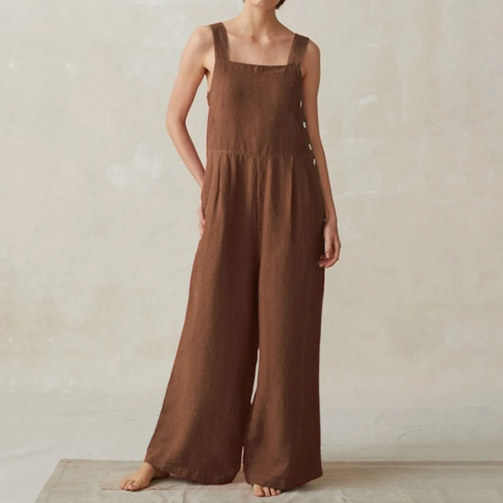 Summer Loose Jumpsuit Solid Color Button Wide Shoulder Strap Women's Jumpsuit Loose Wide Leg Casual Comfy Daily Jumpsuit Female
Summer Loose Jumpsuit Solid Color Button Wide Shoulder Strap Women's Jumpsuit Loose Wide Leg Casual Comfy Daily Jumpsuit Female