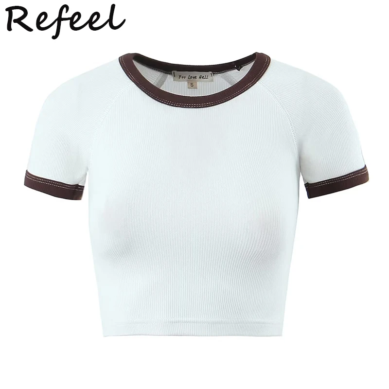 Refeel Summer T-shirt Crop Tops Tees For Girls Cute Patchwork Cotton Short Sleeve White Elastic Female Chic Vestidos
Refeel Summer T-shirt Crop Tops Tees For Girls Cute Patchwork Cotton Short Sleeve White Elastic Female Chic Vestidos