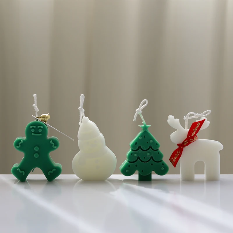

Winter Christmas Decor Scented Candle Silicone Mold DIY Pine Tree Snowman Elk Gingerbread Man Chocolate Cookie Baking Cake Mould