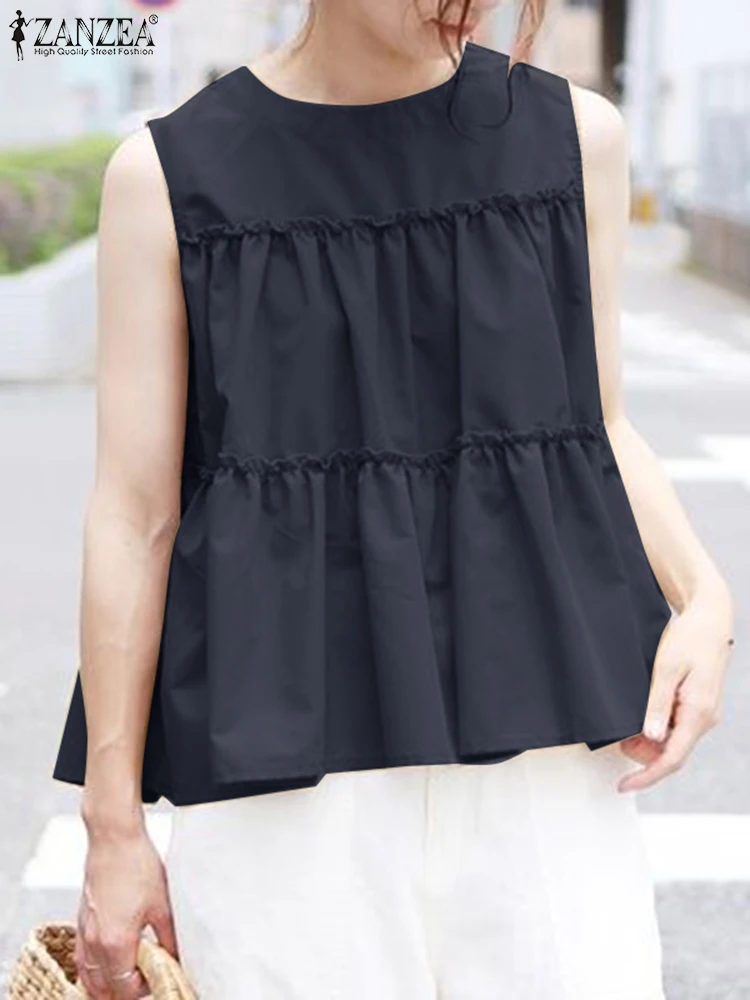 Women's Tank Tops Summer Elegant Blouse 2023 ZANZEA Casual Sleeveless Work Blusas Female Holiday Beach Tunic Shirt Mujer Chemise
Women's Tank Tops Summer Elegant Blouse 2023 ZANZEA Casual Sleeveless Work Blusas Female Holiday Beach Tunic Shirt Mujer Chemise